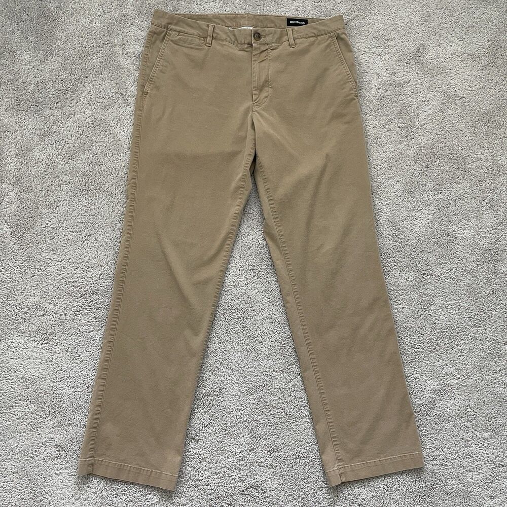 Bonobos Pants Mens 35x32 Brown Khakis Straight Leg Chino Stretch